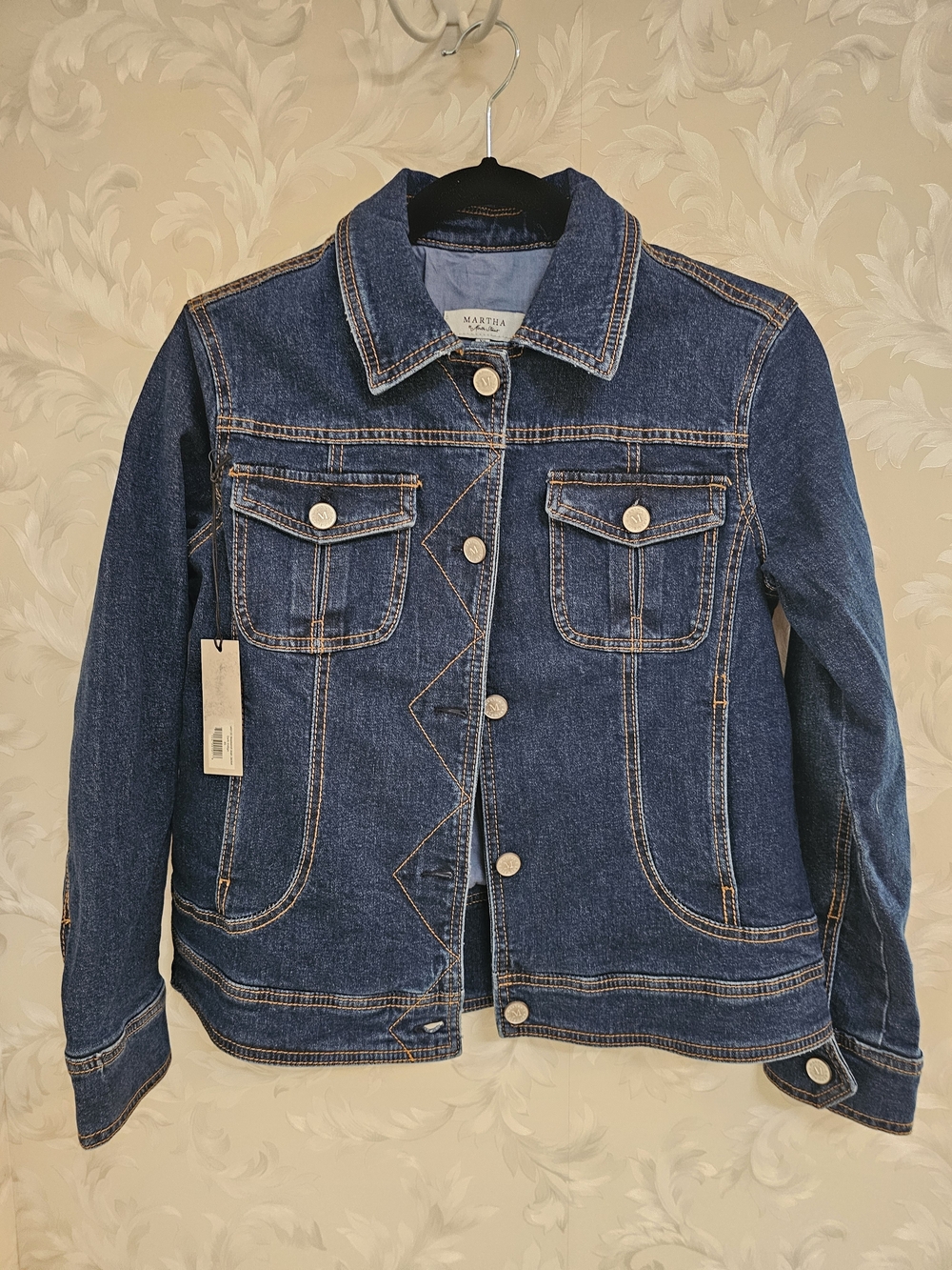 Martha Stewart Dark Indigo Denim Jacket with Contrast Stitching